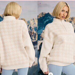 Bo & Tee Oversized Half-Zip Chunky-Knit Jumper in Ice White